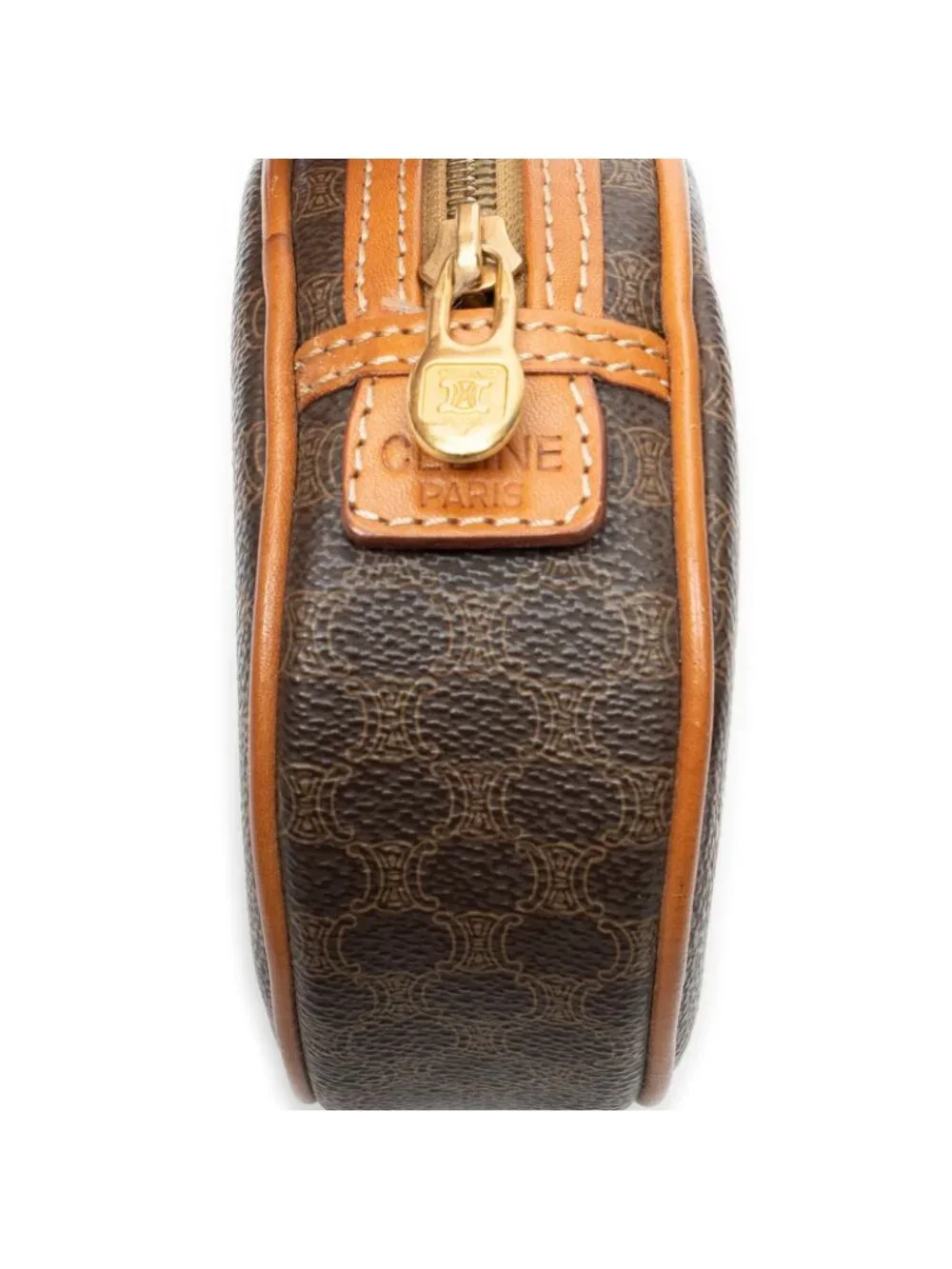 Celine Mini Round Pouch Brown Macadam Canvas